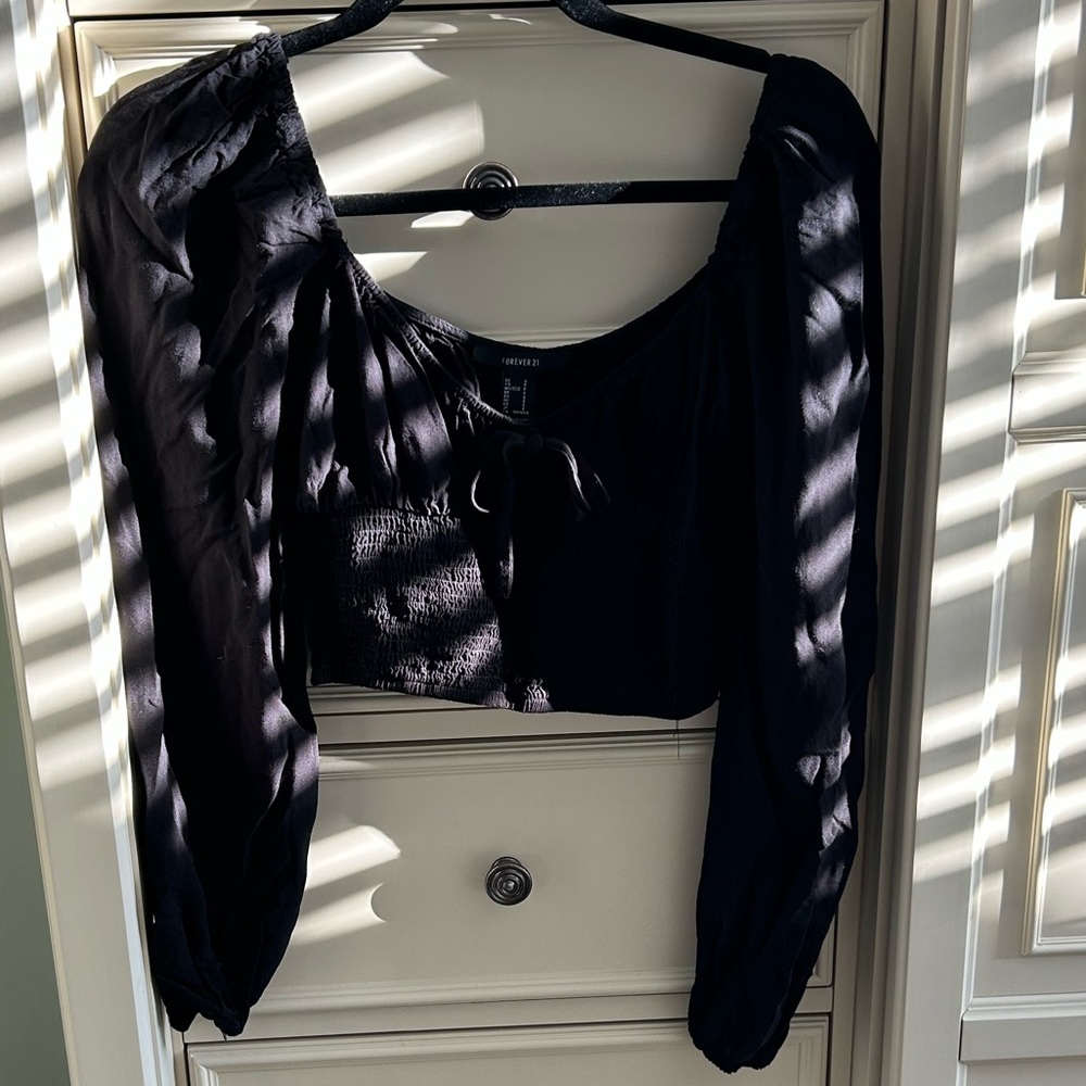 Forever 21 Black Puff Sleeve Blouse